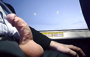 Jerking off on the bus. Big cum shot. Suit