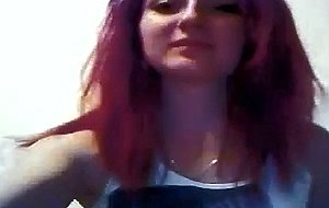 Sexy redhead babe teases on her live webcam