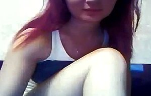 Sexy redhead babe teases on her live webcam