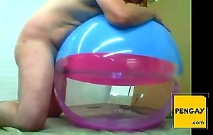 Big inflatable beach ball fuck cum inside
