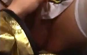 Amateur Asian CD cums while riding cock