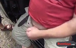 Two guys car park wanking fun