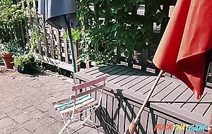 Blowing Him Outdoors as Cars Drive By!
