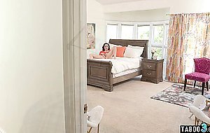 Teen stepdaughter Freya Parker riding on a big cock in front of stepdad