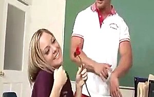 Cute student is kissing with her lucky teacher