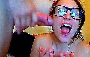 CamSlut gets huge facial and lick cum