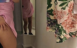In the fitting room of H&M I touch my small Tits and pussy