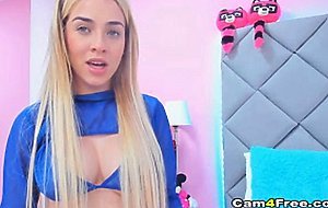 Wet Blonde Babe Sucking Her Pussy With Her Dildo