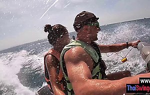 Driving on water and perfect blowjob by perverted Asian teen girlfriend