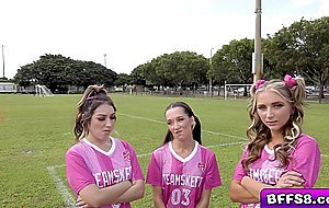 Soccer girls separately sucking...