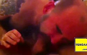 Hairy Daddy Sucks A Big Dick in Bed