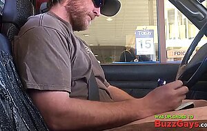Horny Guy Bustin A Nut at the Bank ( Hands free Public Cum )
