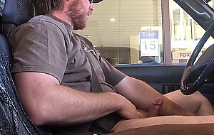 Horny Guy Bustin A Nut at the Bank ( Hands free Public Cum )