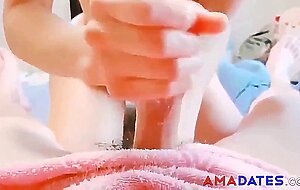 Friend's korean girl gives handjob