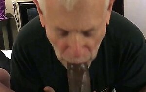 Silver Daddy Sucks Thick Young Black Cock