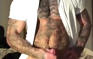 Sexy Tatted Stud Jerks Off Big Cock & Cums