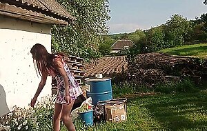 Brown-eyeds, exhibitionist walk through the village wi