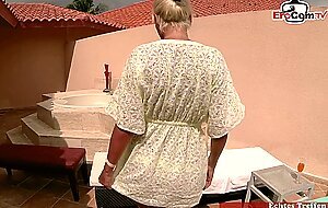 Erocom, honey blonde fucked on the roof terrace and in t