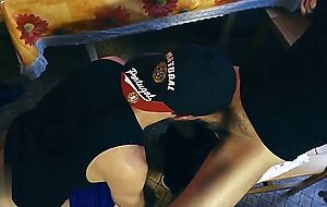 Short bareback group sex in the kitchen