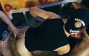 Short bareback group sex in the kitchen