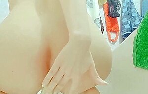 Estie kay, teen practise anal riding in batroom, sexy wet ass