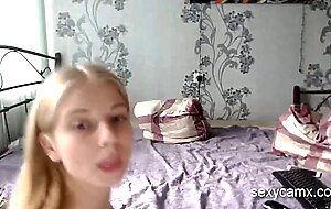 Cute teen blonde get load of cum after riding hard cock live at sexycamx
