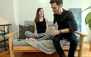 Horny college student wants to fuck her studying partner - honey amateur pov