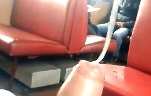 Twink Masturbates and Cums Hard on Train with Big Cock