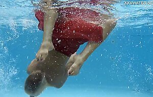 Hottest milf strips underwater