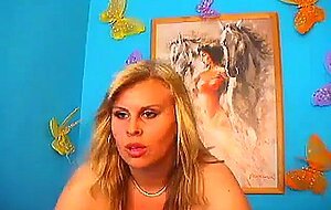 Curvy Blonde MILF's Webcam Striptease