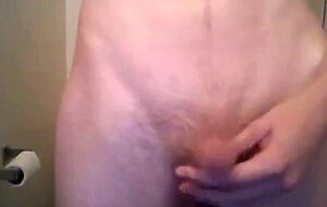 Twink Strokes Small Cock in Friend's Bathroom
