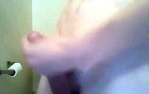 Twink Strokes Small Cock in Friend's Bathroom