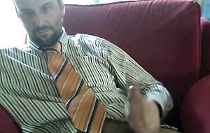 Amateur Bear Daddy Jerks Off in Suit