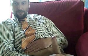 Amateur Bear Daddy Jerks Off in Suit