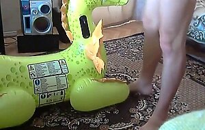 Twink Orgasms Hard Riding Green Dragon Inflatable Sex Toy