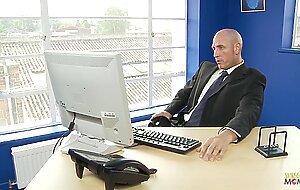 Bald dude fucking a blonde secretary in the office