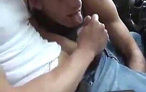 Gay Amateur Masturbates and Licks Cum in Car