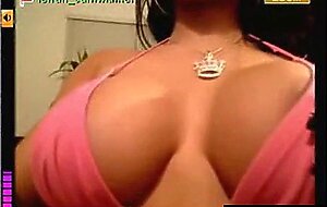 Big-Titted Babe Strips and Plays on Webcam