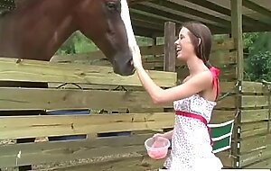 BrookeSkye with petite finger at Horse yard