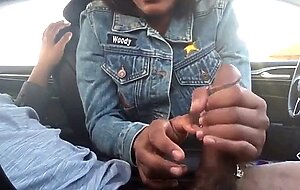 Black Amateur Gives a Blowjob in the Car