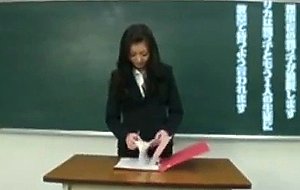 Pretty teacher dp play in classroom