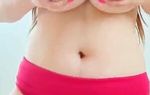 Stripper shows off big bare breasts in bikini in hotel room - depravedminx