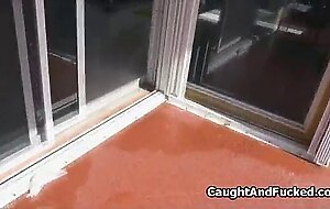 Voyeur fucks angry yoga teen