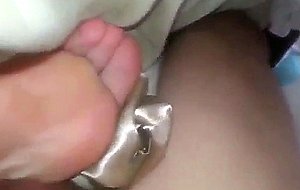 Husband lick cum off his wifes feet