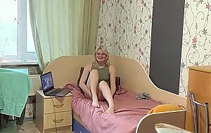 Burned his stepsister watching porn and let her taste a real dick