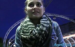 Amateur chick emily shows off her tits for cash