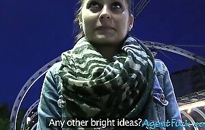 Amateur chick emily shows off her tits for cash