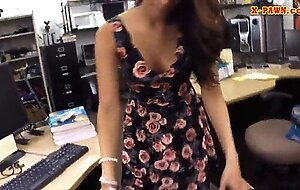 Student in g;asses pawns her sweet pussy and pounded