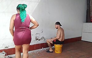 I feel alone and very horny at home since my husband left on a trip, i'm going to call the plumber