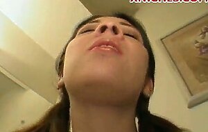 Hairy teen fucks a huge cock